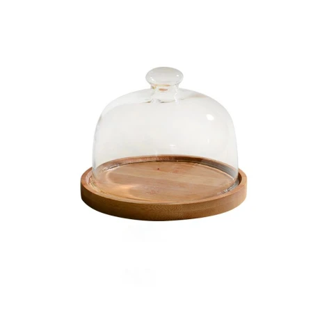 Tortera Bambu C/Tapa De Vidrio Alto 12cm x Ø 16cm Tortera Bambu C/Tapa De Vidrio Alto 12cm x Ø 16cm