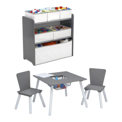 Set mesa y organizador infantil gris/blanco Set mesa y organizador infantil gris/blanco