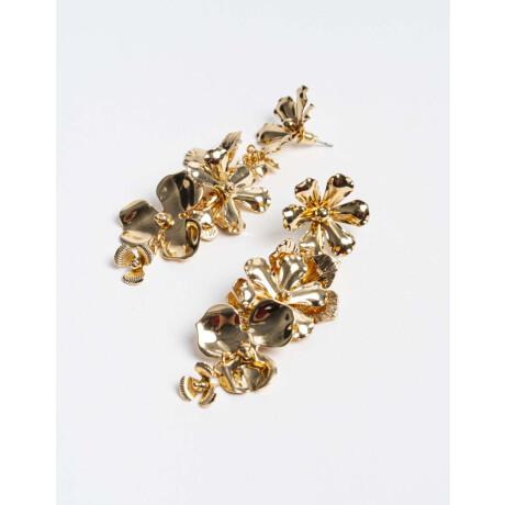 Aros Colgantes Largos De Flor Dorado