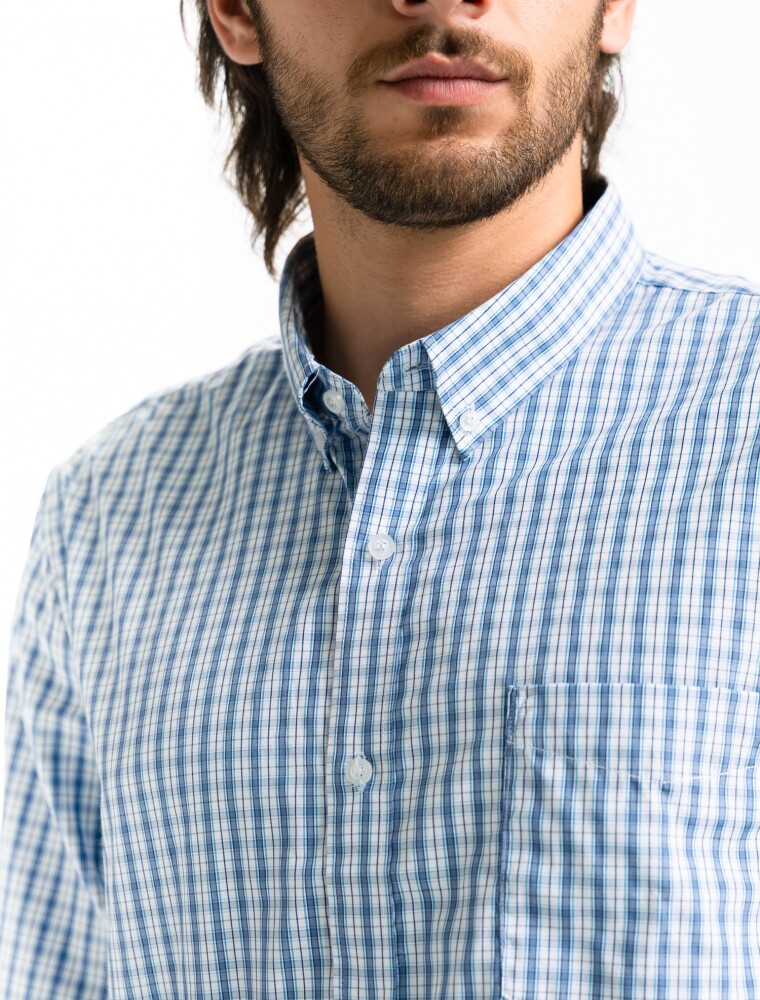 Camisa Cuadros Clasica C/Bolsillo Milan Azul/Fantasia 4
