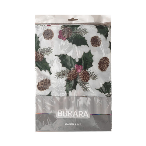 Mantel Rectangular Bukara Peva 140 x 210 cm Navidad Muérdago Blanco