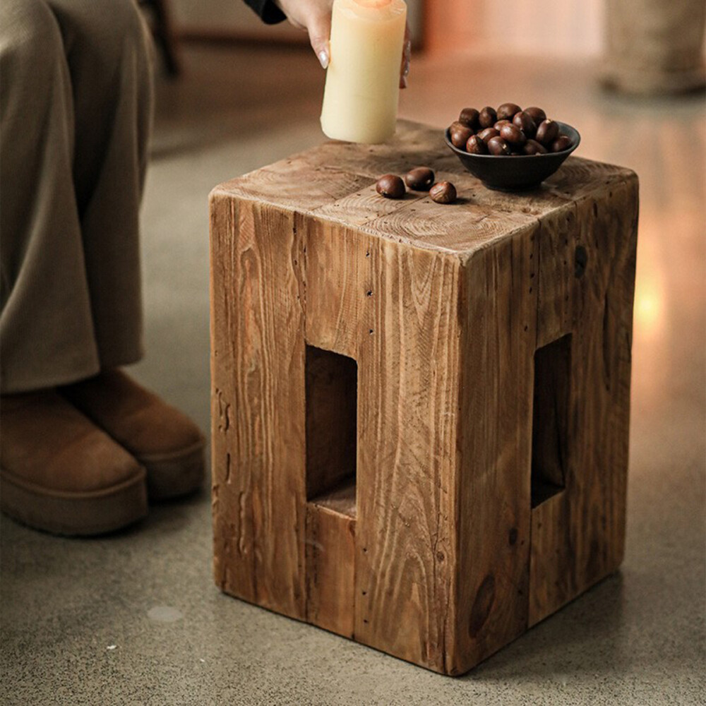 MESA AUXILIAR LATERAL MADERA MACIZA LÍNEA RÚSTICA MESA AUXILIAR LATERAL MADERA MACIZA LÍNEA RÚSTICA