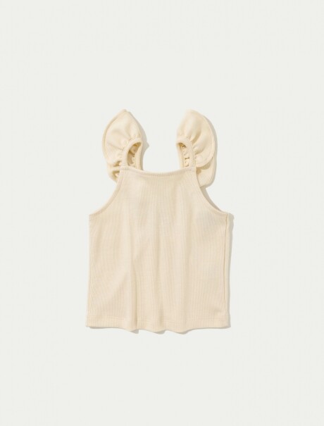 BLUSA INFANTIL MANGA CORTA CON VOLADOS BEIGE