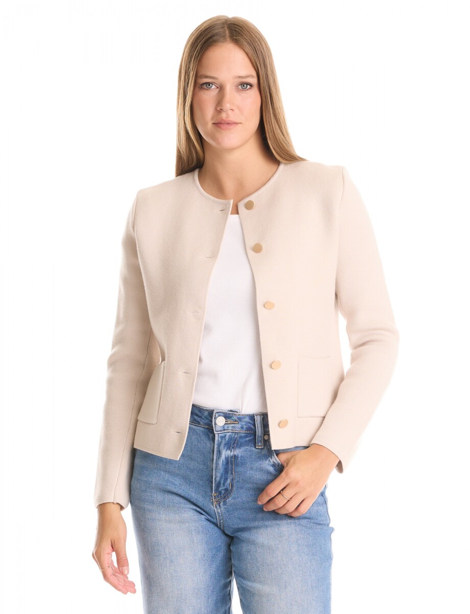 Chaqueta Tejida Bolsillos - Beige 