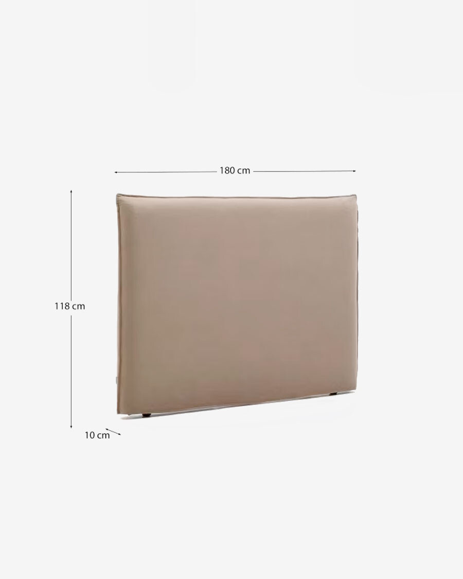 Cabecero Jaira con funda desenfundable de lino y algodón en color topo para cama FSC Mix Credit de 160 cm