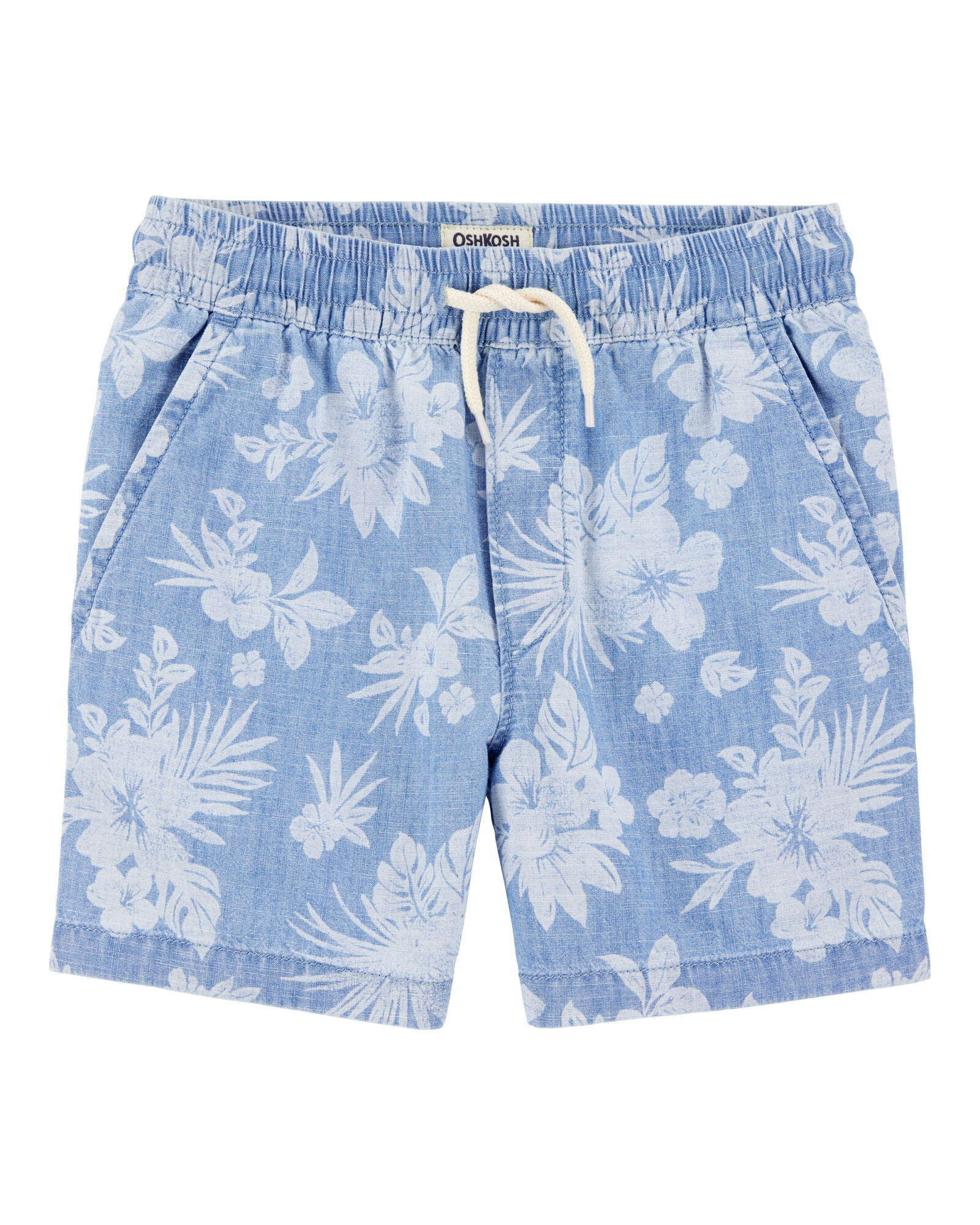 Short de chambray, diseño tropical Sin color