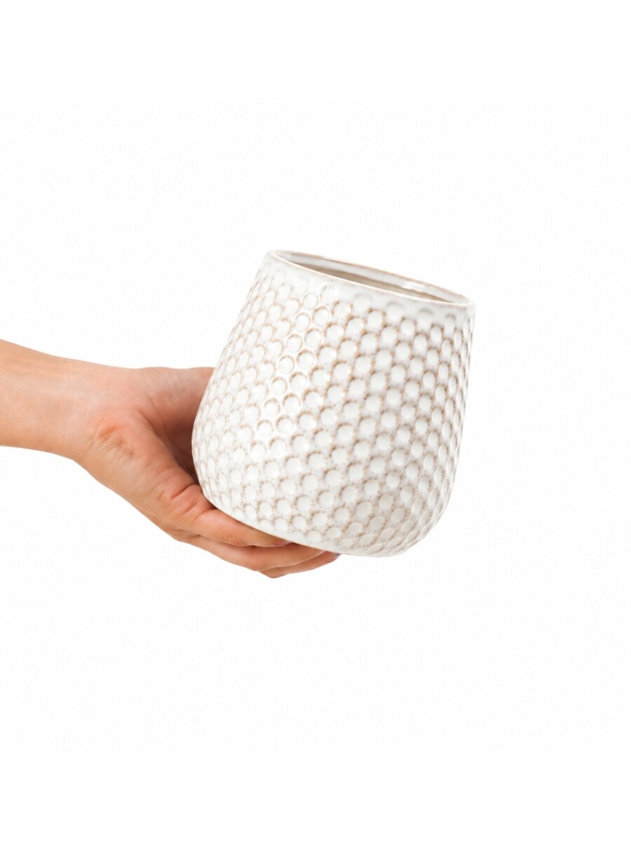 MACETA CERAMICA DOTS BLANCA