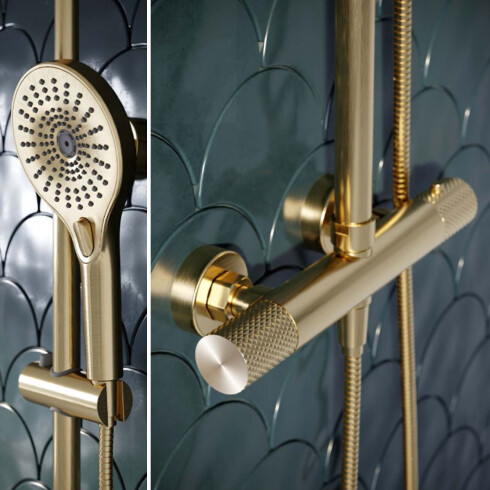 GRIFERIA BARRA DUCHA EN AC INOX COLOR ORO CEPILLADO - SERIE SIGNATURE DORADO-BRUSHED GOLD