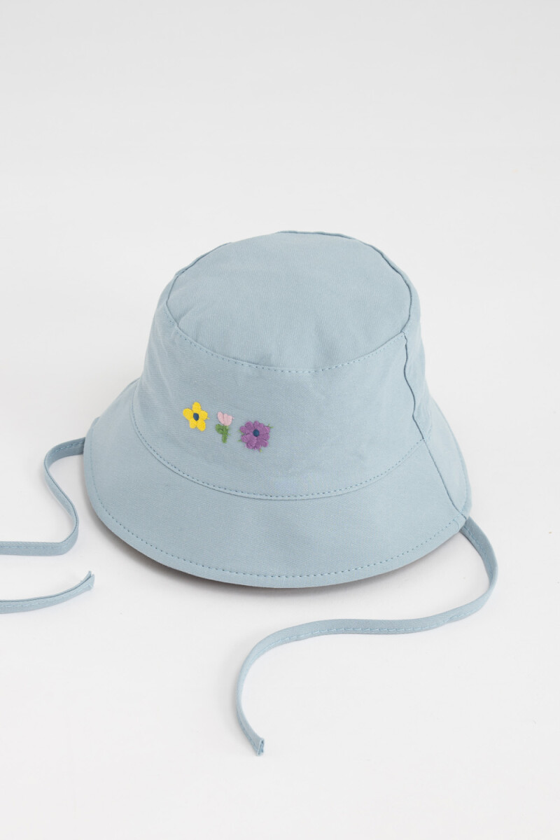 Gorro canvas reversible Flores Celeste