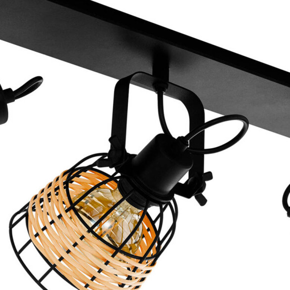 Spot de 3 luces E27 pantallas acero y ratán ANWICK EG4075
