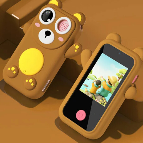 Celular de juguete para niños dinosaurio y oso con camara Marron