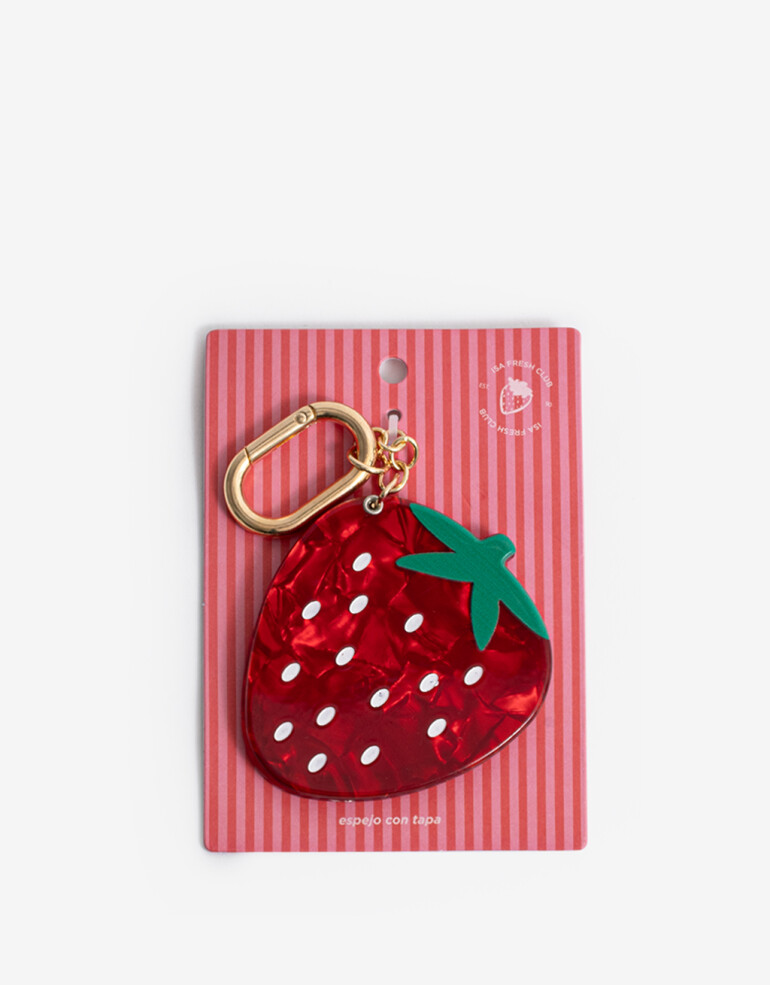 Espejos de cartera Llavero Y Bag Charm Espejo Frutillas - Rojo Frutilla