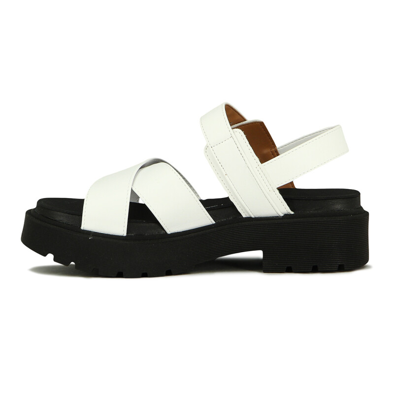 Sandalias Mujer Vizzano Tiras Cruzadas Y Hebilla Blanco-negro