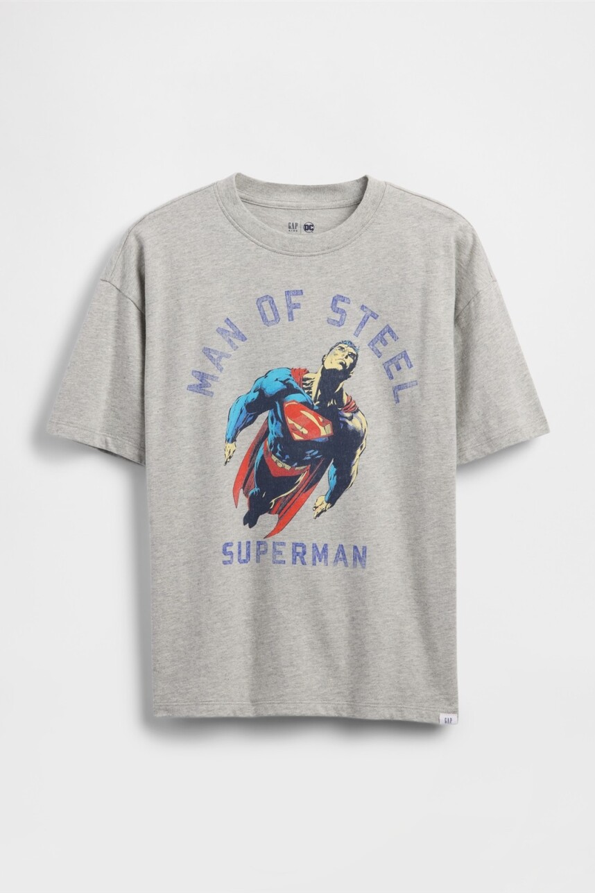 Remera Superman Niño Light Heather Grey B08
