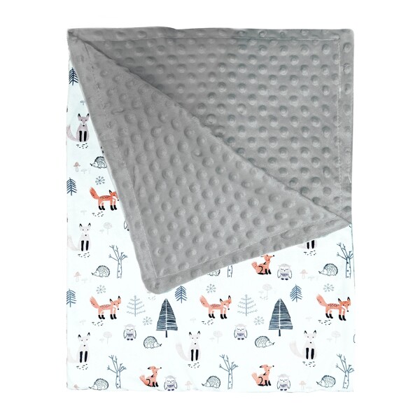 Manta Para Bebé 102 x 76 cm Animales Del Bosque Minky Blanco 1