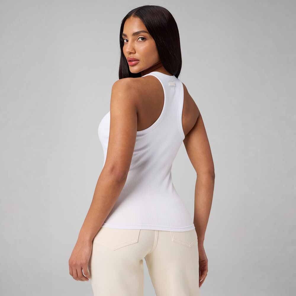 Bividi Modal Rib High Neck Built-In Bra Tank Mujer Classic White