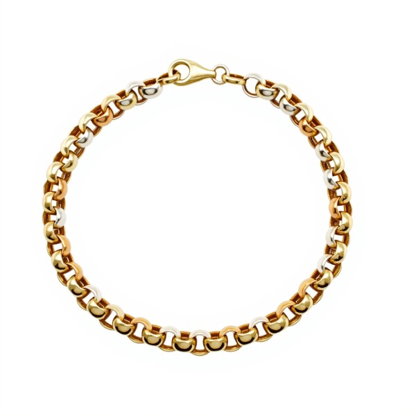Pulsera Rolo Tricolor -Oro bajo-Sin Piedra-PU8033 sinpiedra