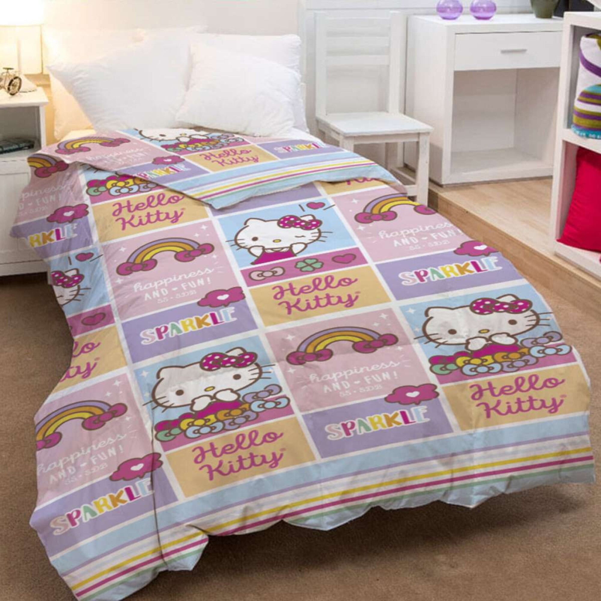 Comp Kitty Acolchado Infantil Hello Kitty 1 Plaza - 100% Microfibra — Tienda Soy ...