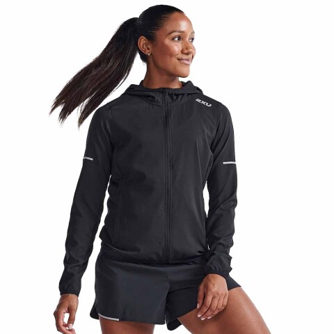 Casaca Running Aero Jacket Mujer Black/silver Reflective