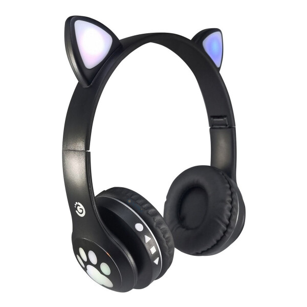 Auricular Bluetooth Goldtech Orejitas Gato Inalambricos Mic Variante color Negro