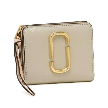 Billetera de cuero compacta, Marc Jacobs Beige