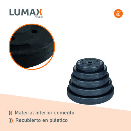 Kit 2 mancuernas + barra recta 150cm + 40 kg 2x10Kg 2x5Kg 4x2.5Kg