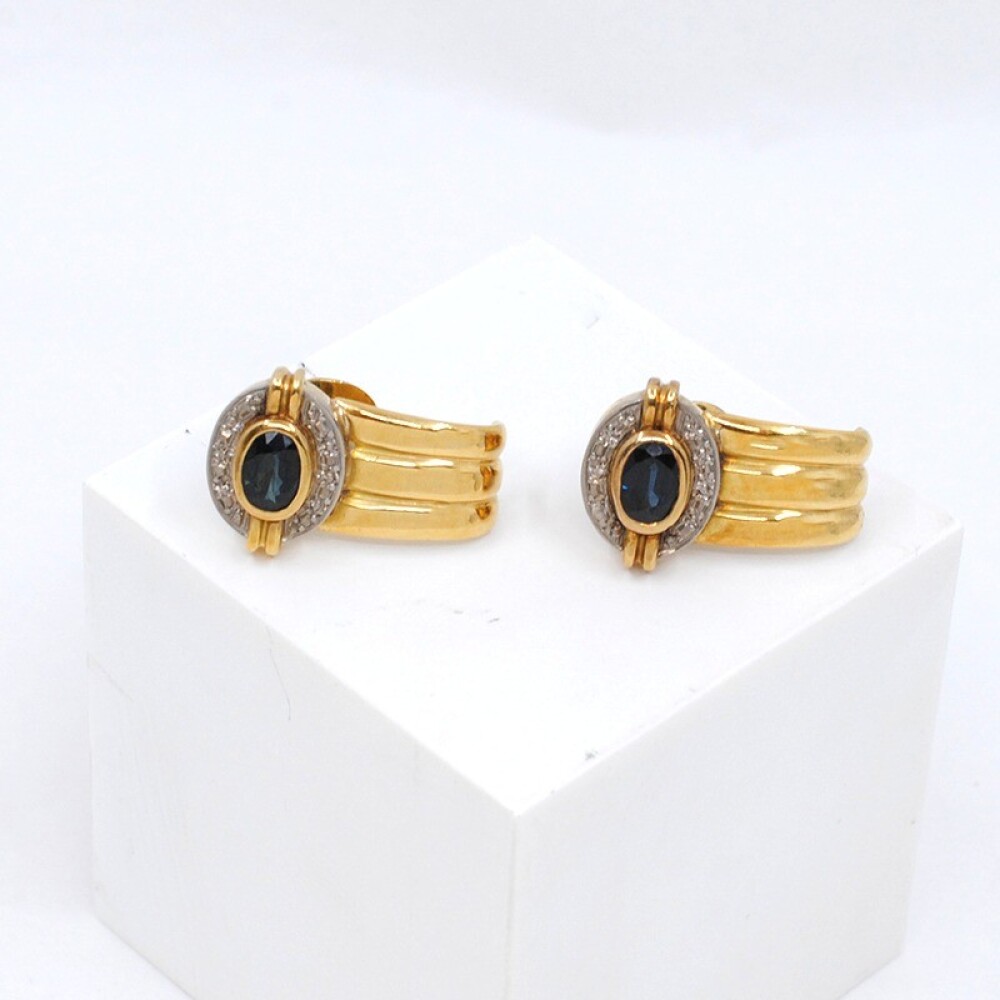 Caravanas En Oro 18K Con Zafiros Caravanas En Oro 18K Con Zafiros
