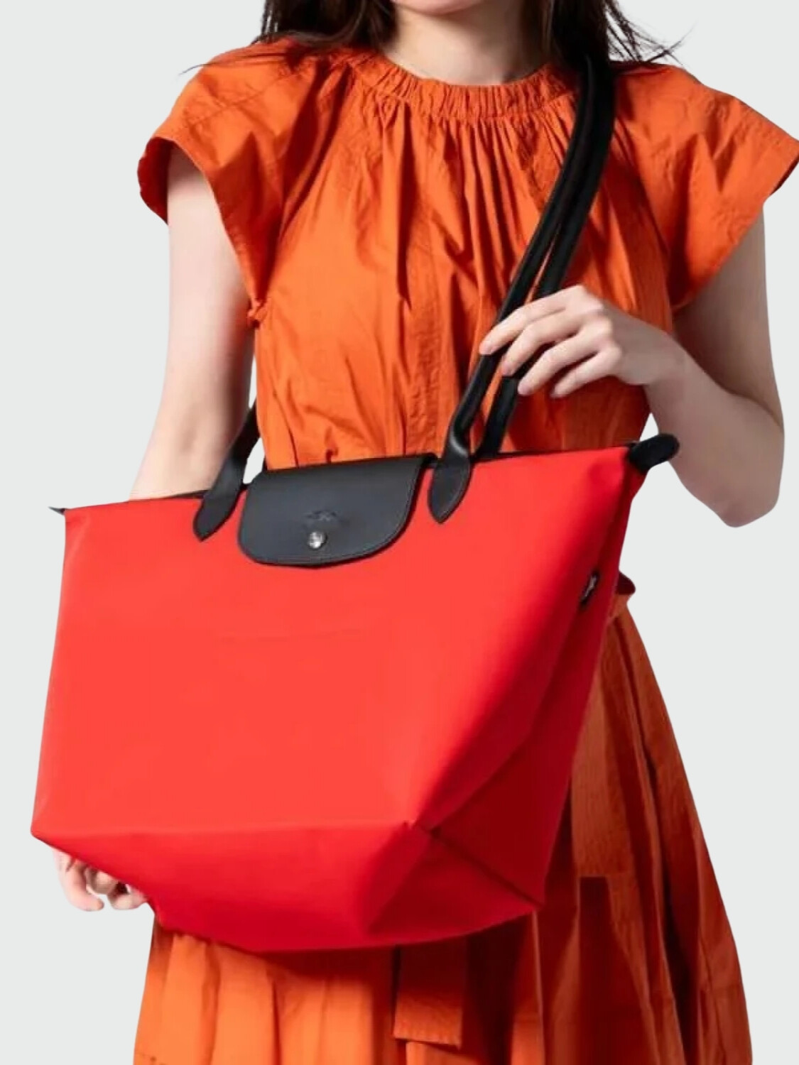Longchamp -Cartera con asas extra largas de material textil, Le pliage Energy Rojo