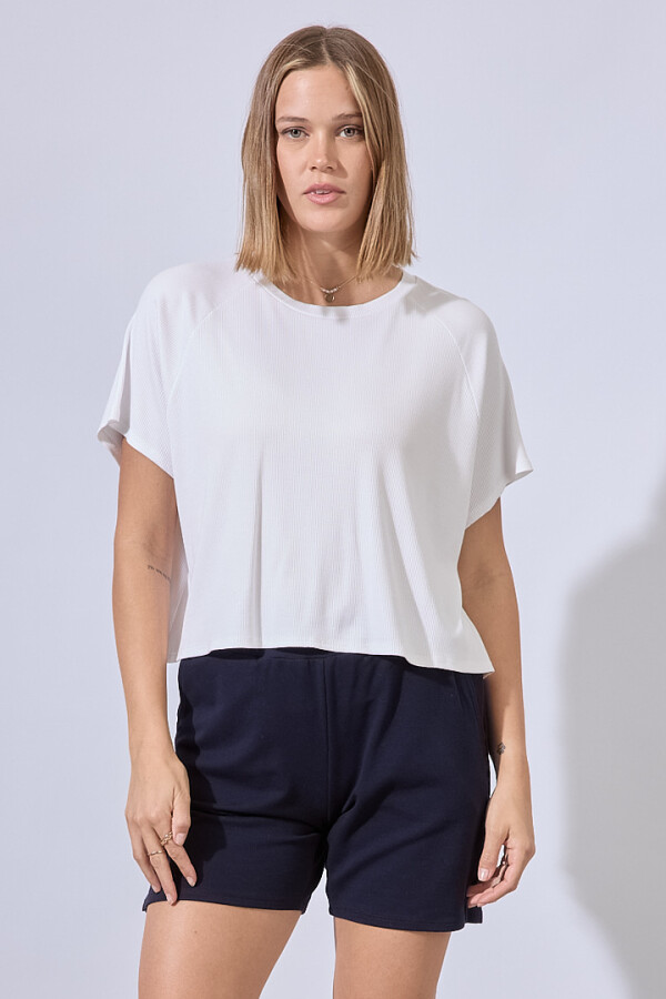 Remera Crop Rib BLANCO