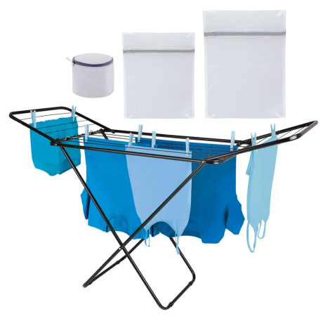 Set Tendedero Extensible Acero 11Mt + 3 Bolsas p/ Lavarropa Negro