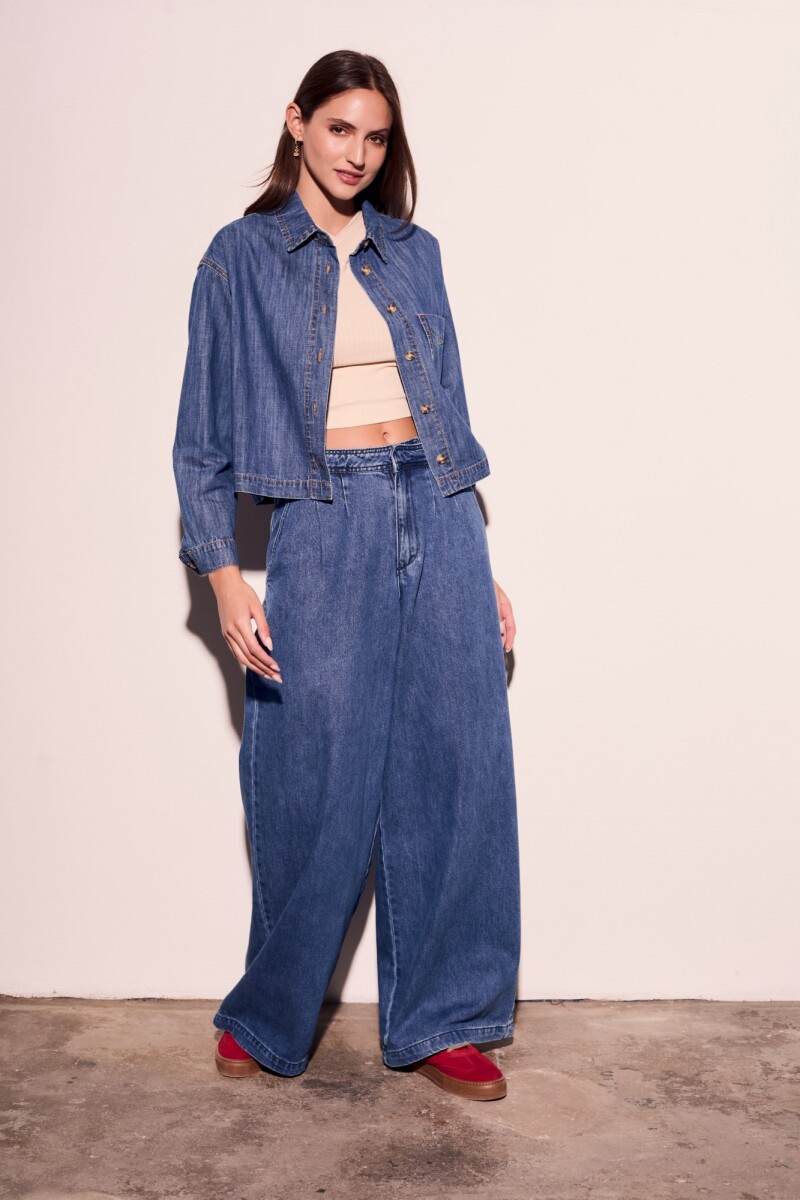 Jean Tiro Bajo Pinzas Denim