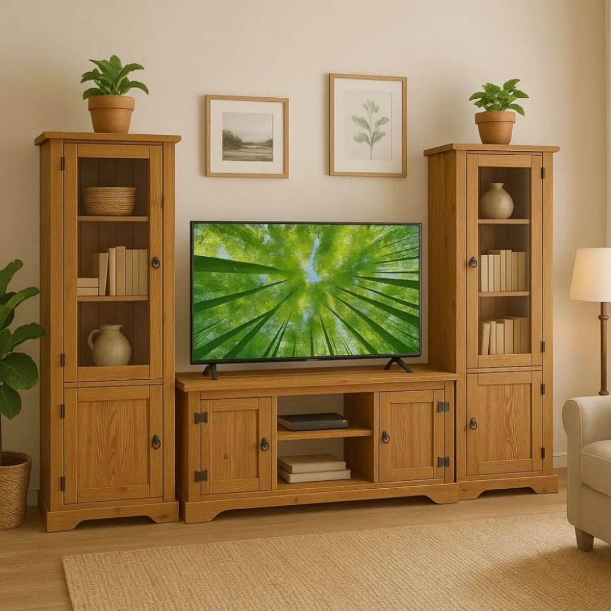 Promo Rack de TV + Paneleros Linea Naturale - Roble 