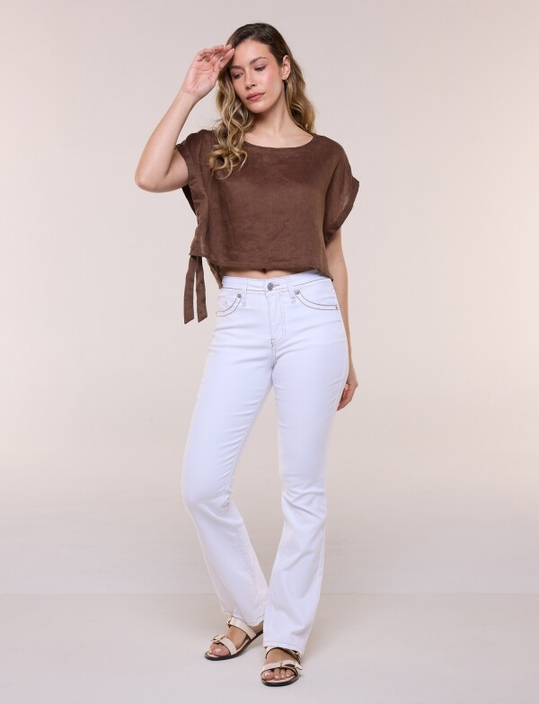 Jean Bootcut Con Pespuntes Contraste BLANCO