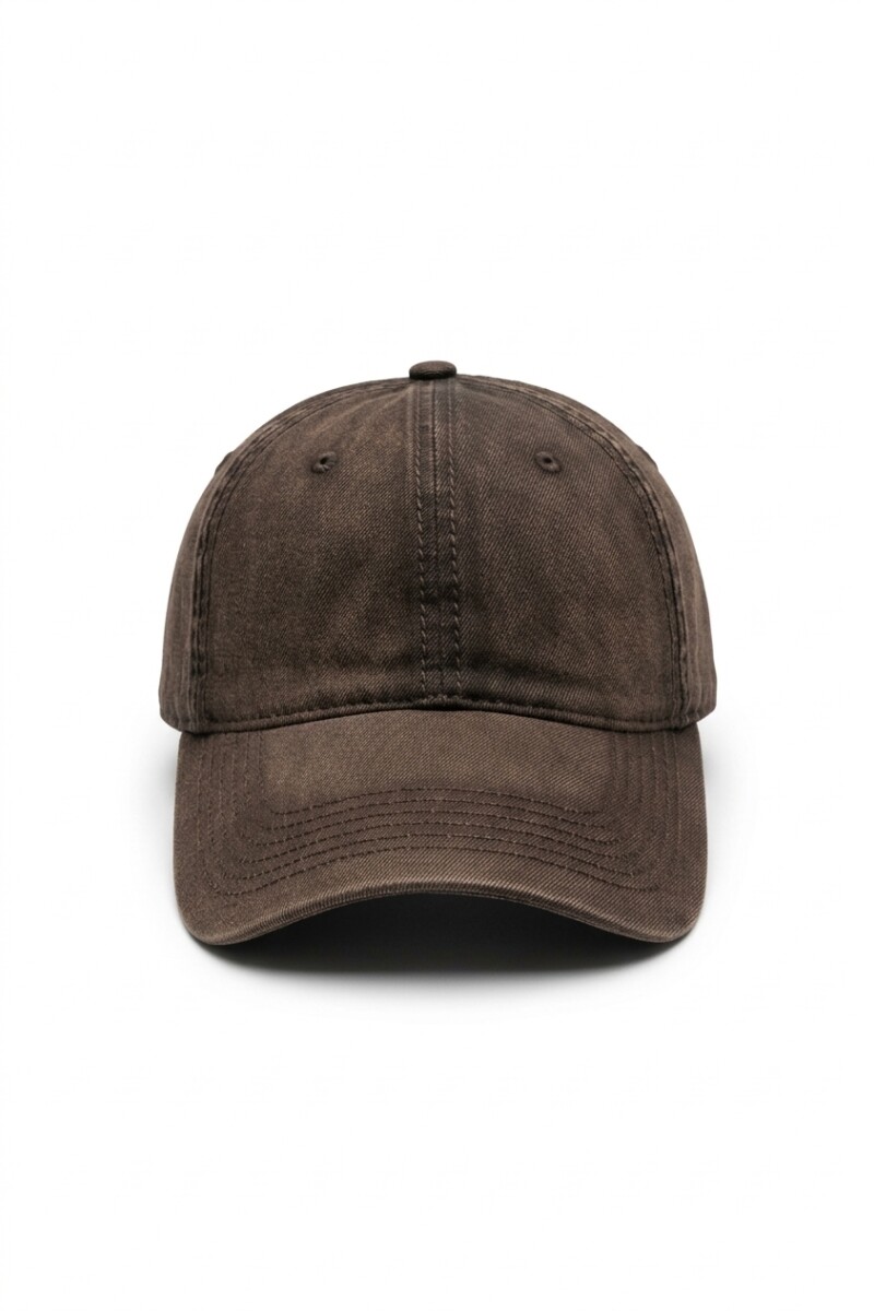 Cap washed pespuntes marrón