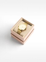 Reloj Pulsera De Malla Metálica De Acero dorado