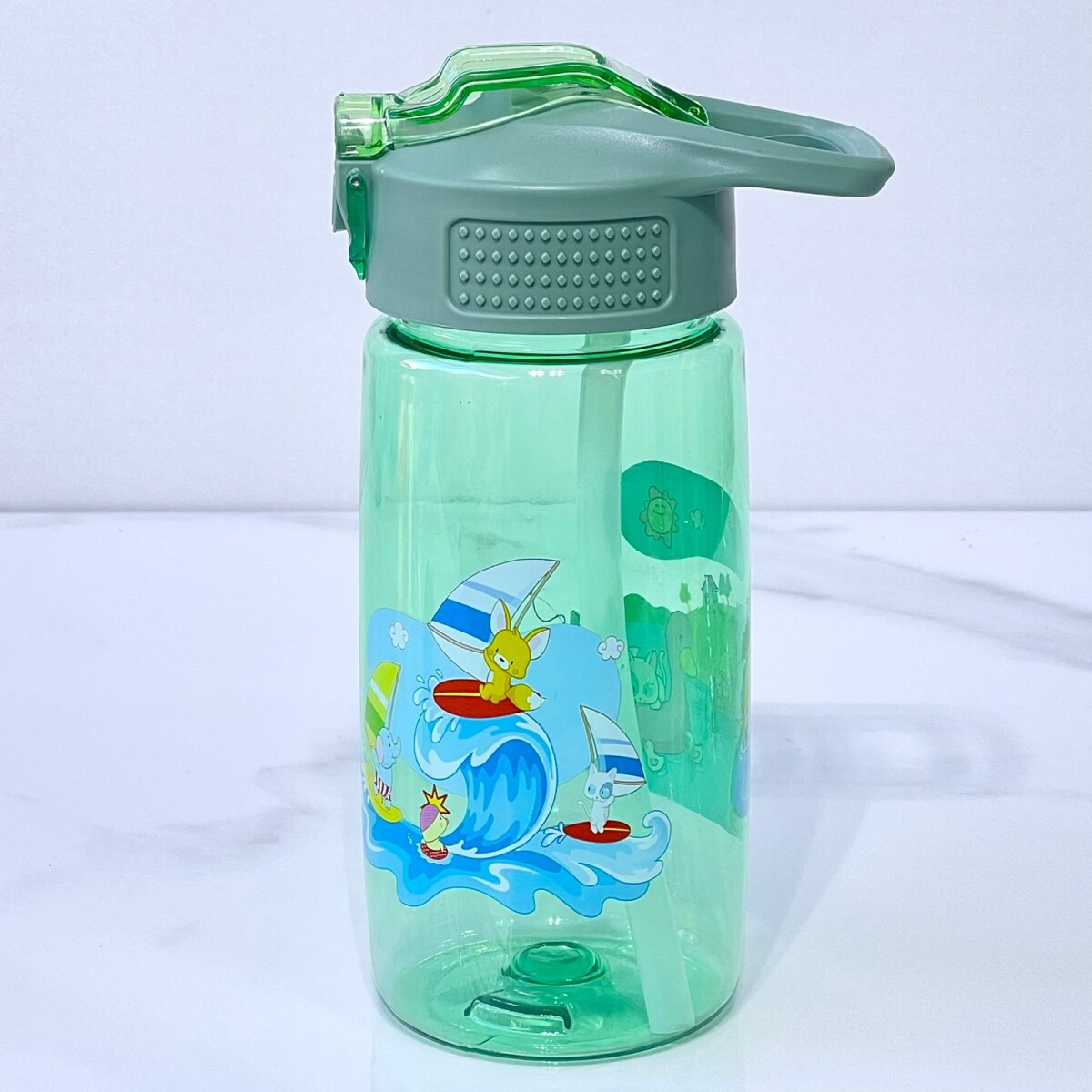 Botella Plástica Infantil Clip Con Sorbito 450ML 