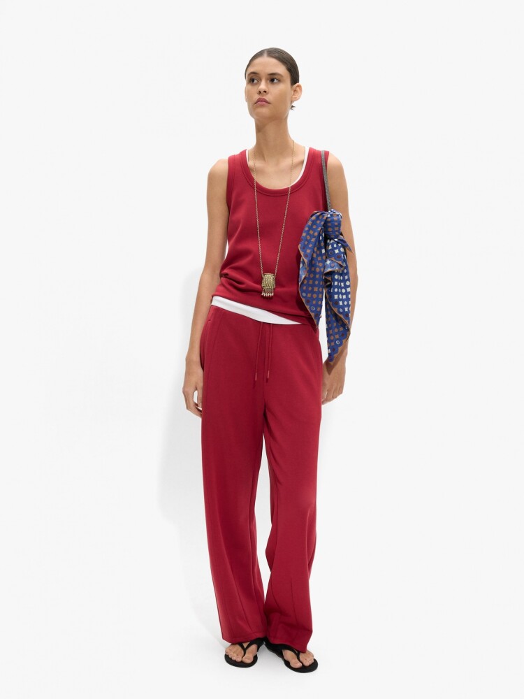 Pantalón Básico Con Tacto Suave rojo