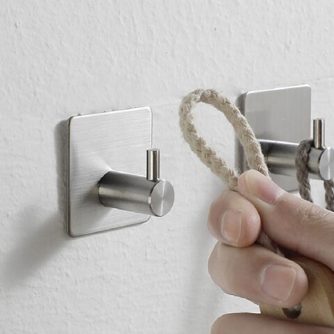 Gancho autoadhesivo acero inoxidable para pared plateado