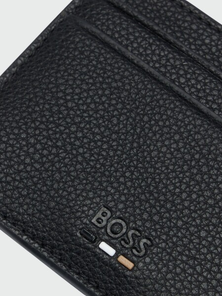 BOSS - Tarjetero con rayas distintivas en piel sintética granulada 0