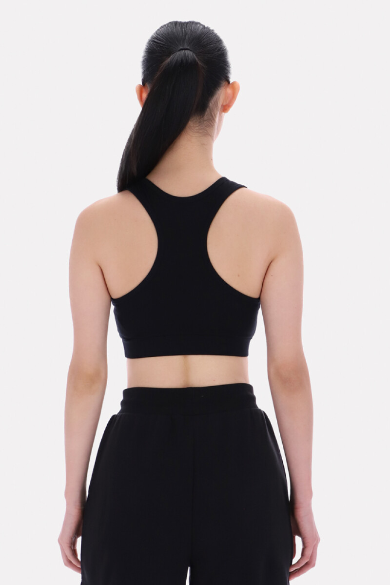 Piper scoop neck small logo bra top Negro