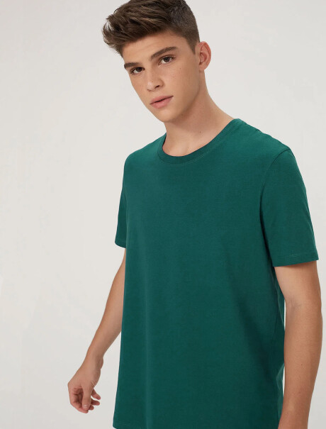 CAMISETA BÁSICA MANGA CORTA VERDE OSCURO
