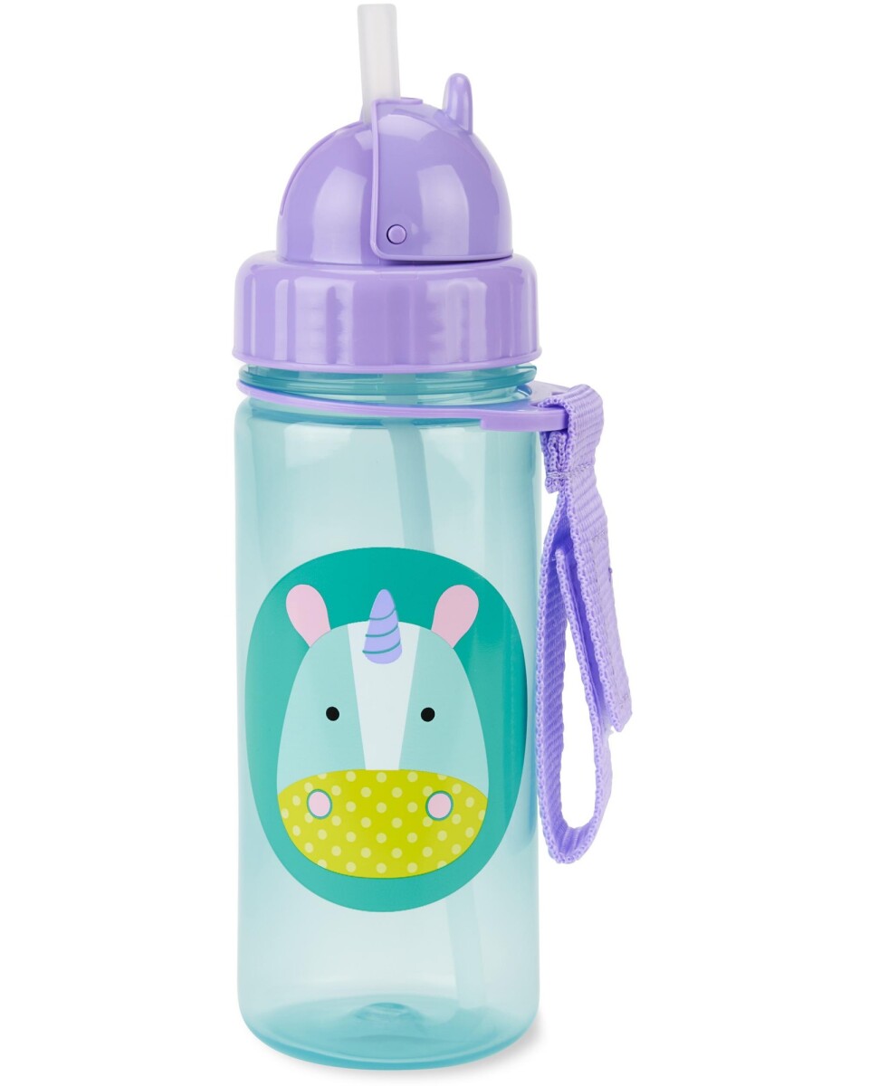 Botella Para Niñas Con Sorbito Diseño Unicornio 