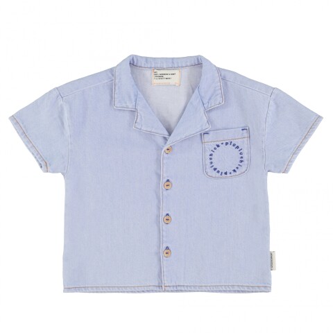 SS25.RP2501B Camisa De Jean Manga Corta Para Niños Piupiuchick - 12 Meses