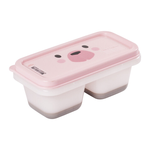 Pote Plástico Doble para Bebés 125 ml OSO ROSA