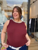 Musculosa Perlas Bordo