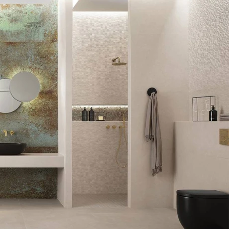 Porcelanato Gris Mate Relieve 80X160Cm Pared FREIJO Y GRIS