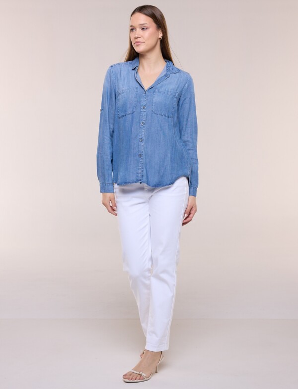 Camisa Tencel Manga Roll-up JEAN