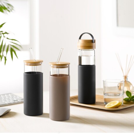 BOTELLA C/TAPA 550ML BAMBU-Y-VIDRIO GRIS 6BAV024
