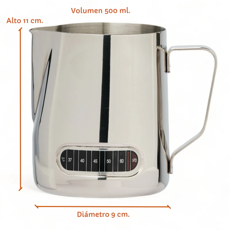 Jarra Para Espumar Leche Ac Inox Con Termómetro 500 Ml Sin Color