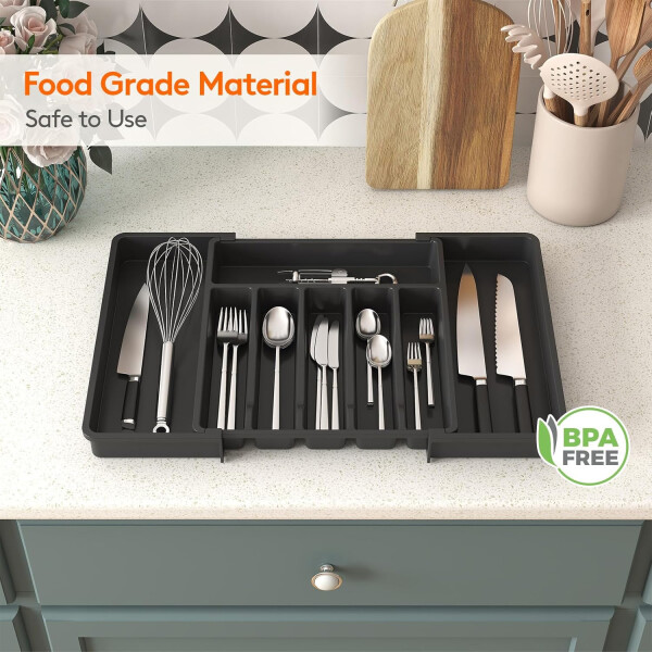Organizador Cubiertos Extensible Cajon Utensilios Cubiertero IMBACK Negro Organizador Cubiertos Extensible Cajon Utensilios Cubiertero IMBACK Negro